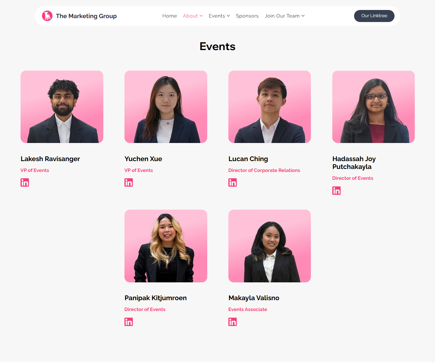 New department team section screenshot