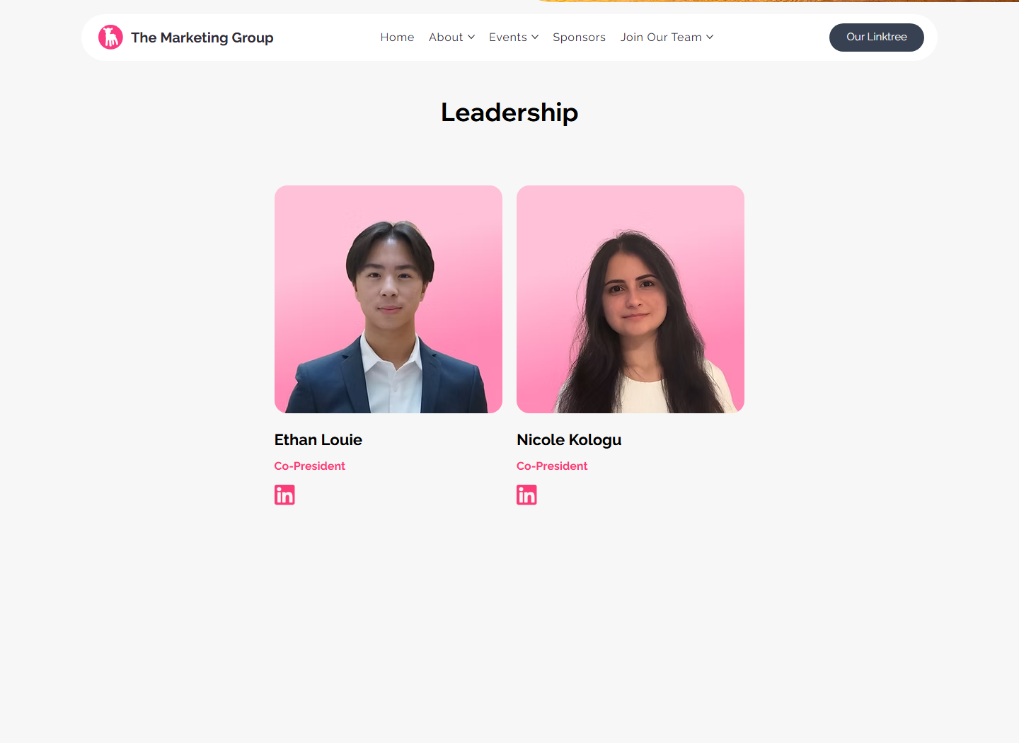 New leadership team section screenshot