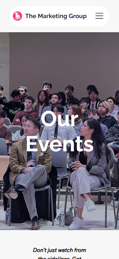 New events page mobile screenshot