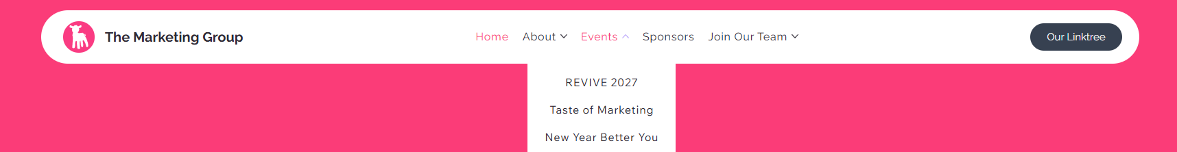 New navigation dropdown screenshot