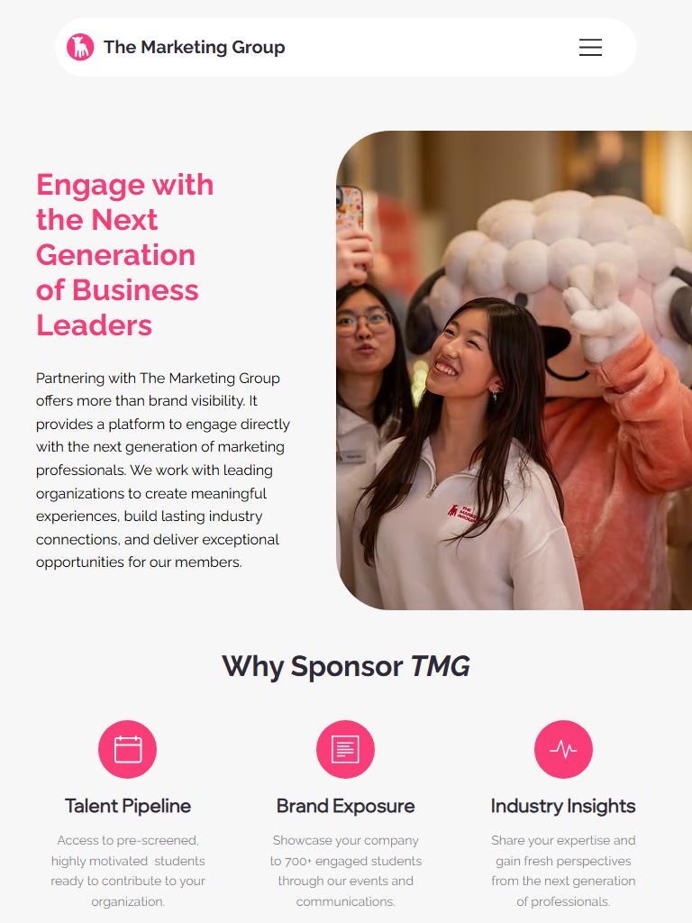 New sponsors page tablet screenshot