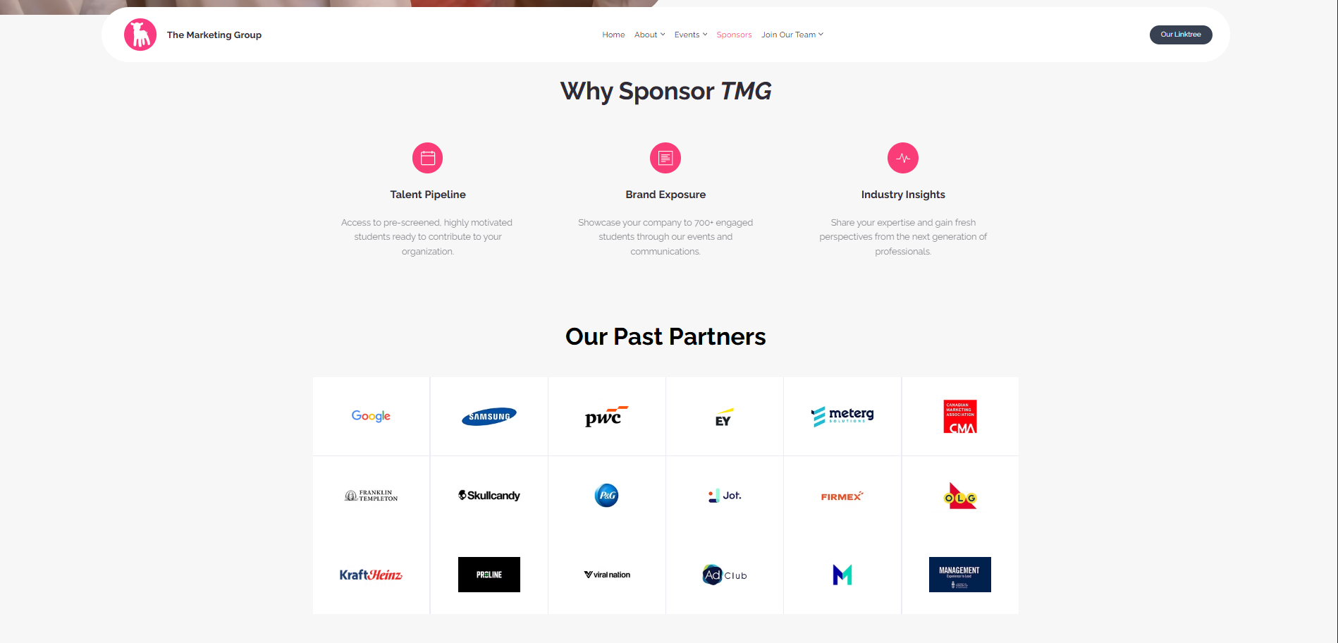 New sponsors page why sponsor TMG section screenshot