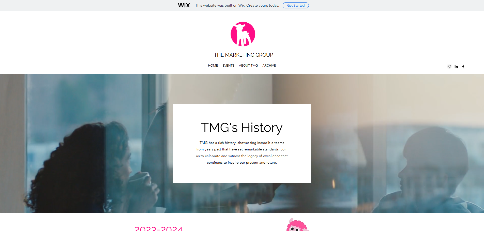 Old Wix archive page desktop screenshot