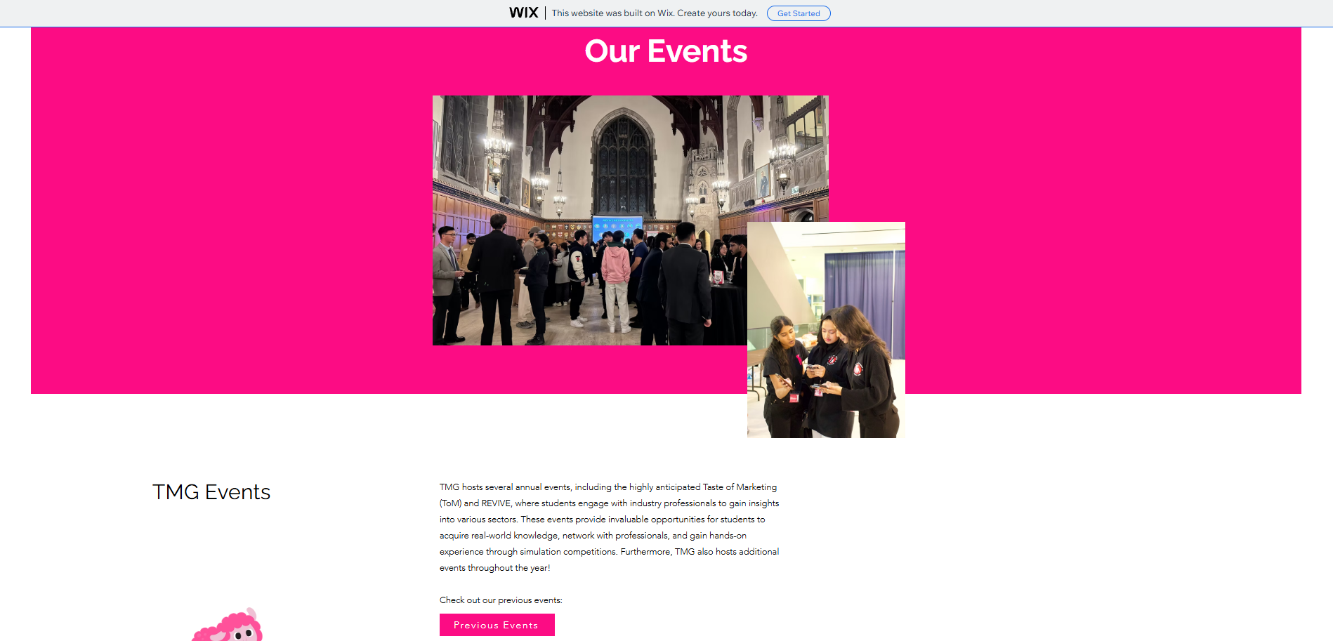 Old Wix events page screenshot
