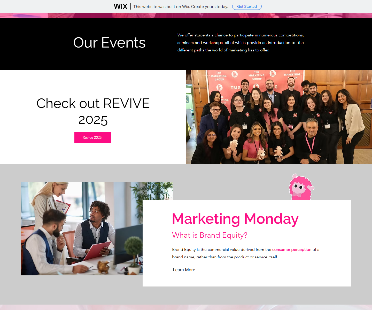 Old homepage events section screenshot
